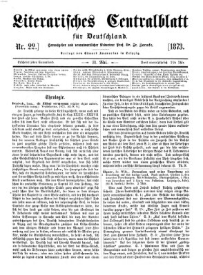 Literarisches Zentralblatt für Deutschland Samstag 31. Mai 1873