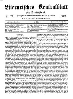 Literarisches Zentralblatt für Deutschland Samstag 5. Juli 1873