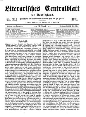 Literarisches Zentralblatt für Deutschland Samstag 16. August 1873