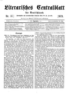 Literarisches Zentralblatt für Deutschland Samstag 13. September 1873