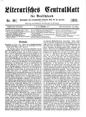 Literarisches Zentralblatt für Deutschland Samstag 4. Oktober 1873