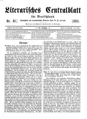 Literarisches Zentralblatt für Deutschland Samstag 25. Oktober 1873