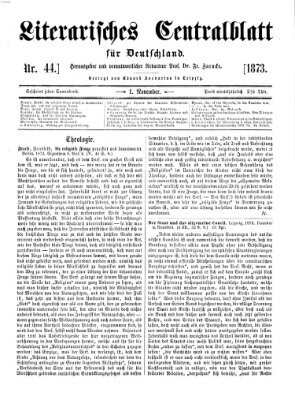 Literarisches Zentralblatt für Deutschland Samstag 1. November 1873