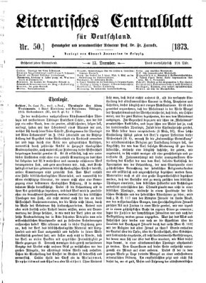 Literarisches Zentralblatt für Deutschland Samstag 13. Dezember 1873