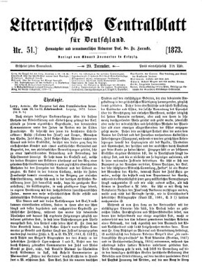 Literarisches Zentralblatt für Deutschland Samstag 20. Dezember 1873