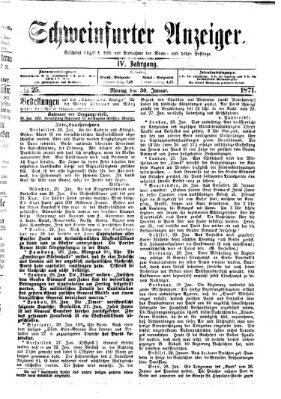 Schweinfurter Anzeiger Montag 30. Januar 1871