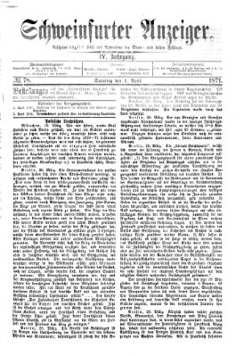 Schweinfurter Anzeiger Samstag 1. April 1871