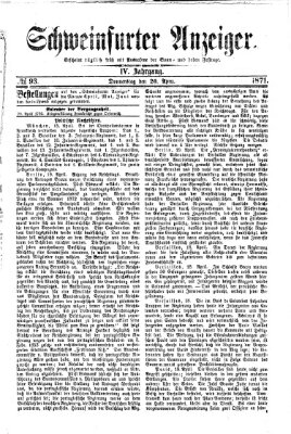 Schweinfurter Anzeiger Donnerstag 20. April 1871