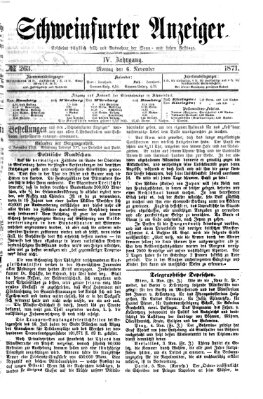 Schweinfurter Anzeiger Montag 6. November 1871