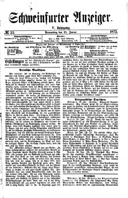 Schweinfurter Anzeiger Donnerstag 25. Januar 1872