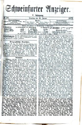 Schweinfurter Anzeiger Dienstag 30. Januar 1872