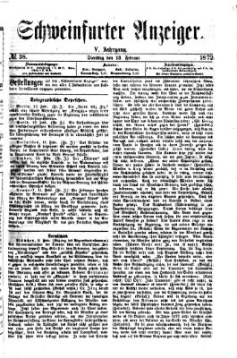 Schweinfurter Anzeiger Dienstag 13. Februar 1872