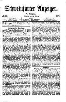 Schweinfurter Anzeiger Mittwoch 14. Februar 1872