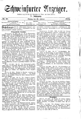 Schweinfurter Anzeiger Montag 26. Februar 1872