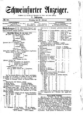 Schweinfurter Anzeiger Dienstag 27. Februar 1872