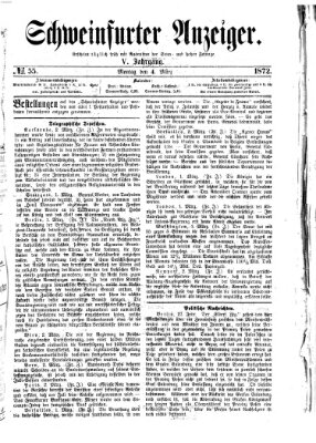 Schweinfurter Anzeiger Montag 4. März 1872