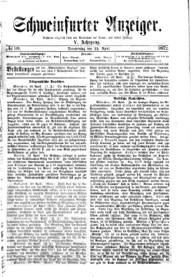 Schweinfurter Anzeiger Donnerstag 25. April 1872