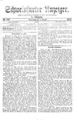 Schweinfurter Anzeiger Donnerstag 1. August 1872