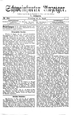 Schweinfurter Anzeiger Donnerstag 15. August 1872