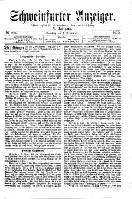 Schweinfurter Anzeiger Samstag 7. September 1872