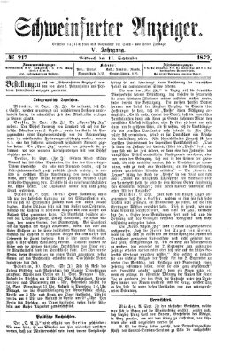 Schweinfurter Anzeiger Mittwoch 11. September 1872