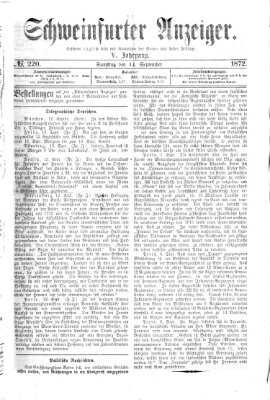 Schweinfurter Anzeiger Samstag 14. September 1872