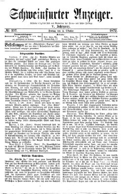 Schweinfurter Anzeiger Freitag 4. Oktober 1872