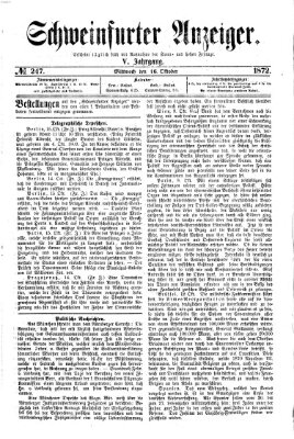 Schweinfurter Anzeiger Mittwoch 16. Oktober 1872