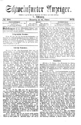 Schweinfurter Anzeiger Donnerstag 31. Oktober 1872