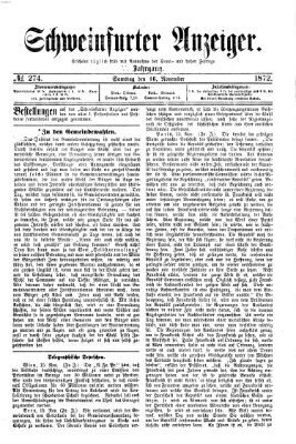 Schweinfurter Anzeiger Samstag 16. November 1872