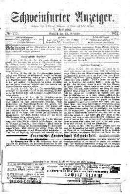 Schweinfurter Anzeiger Mittwoch 20. November 1872