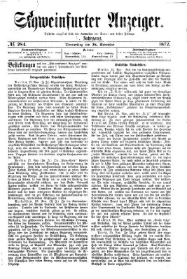 Schweinfurter Anzeiger Donnerstag 28. November 1872