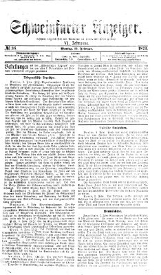 Schweinfurter Anzeiger Montag 10. Februar 1873