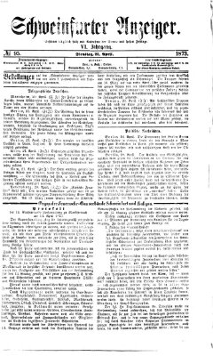 Schweinfurter Anzeiger Dienstag 22. April 1873