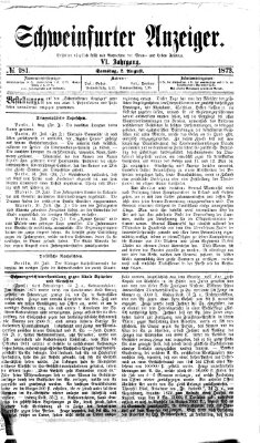 Schweinfurter Anzeiger Samstag 2. August 1873