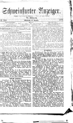 Schweinfurter Anzeiger Mittwoch 27. August 1873