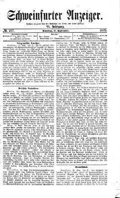 Schweinfurter Anzeiger Samstag 13. September 1873