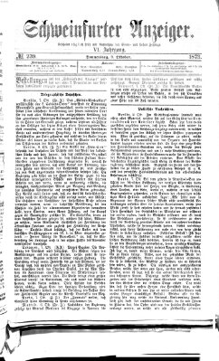 Schweinfurter Anzeiger Donnerstag 9. Oktober 1873