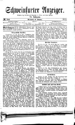 Schweinfurter Anzeiger Mittwoch 15. Oktober 1873