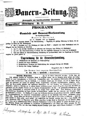 Bauern-Zeitung Mittwoch 13. September 1871