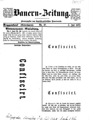 Bauern-Zeitung Mittwoch 3. Juli 1872