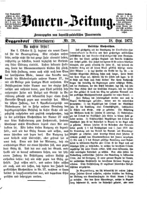 Bauern-Zeitung Mittwoch 18. September 1872