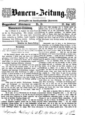 Bauern-Zeitung Mittwoch 25. September 1872