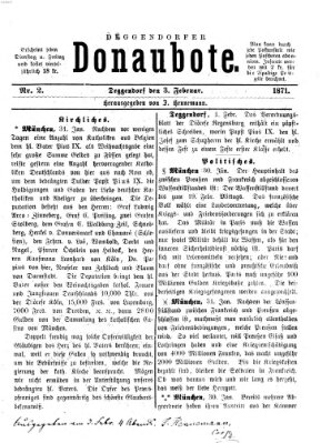 Deggendorfer Donaubote Freitag 3. Februar 1871