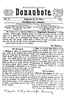 Deggendorfer Donaubote Montag 27. März 1871