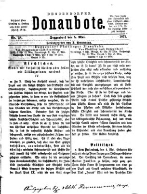 Deggendorfer Donaubote Freitag 5. Mai 1871