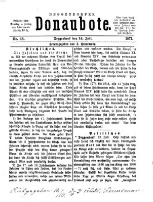 Deggendorfer Donaubote Freitag 14. Juli 1871