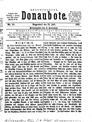 Deggendorfer Donaubote Freitag 21. Juli 1871