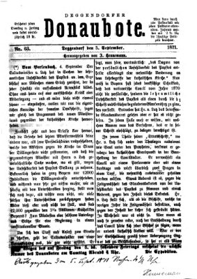 Deggendorfer Donaubote Dienstag 5. September 1871