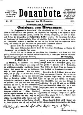 Deggendorfer Donaubote Dienstag 26. September 1871